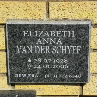 SCHYFF Elizabeth Anna, van der 1928-2006