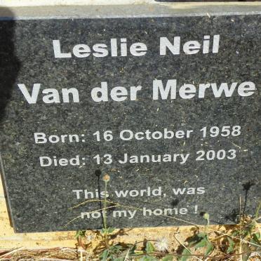 MERWE Leslie Neil, van der 1958-2003