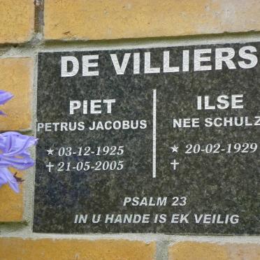 VILLIERS Petrus Jacobus, de 1925-2005 &amp; Ilse SCHULZE 1929