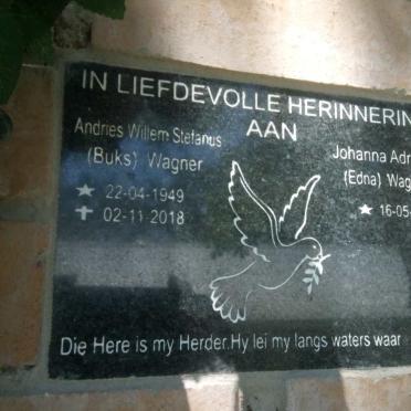 WAGNER Andries Willem Stefanus 1949-2018 &amp; Johanna Adriana 1950-