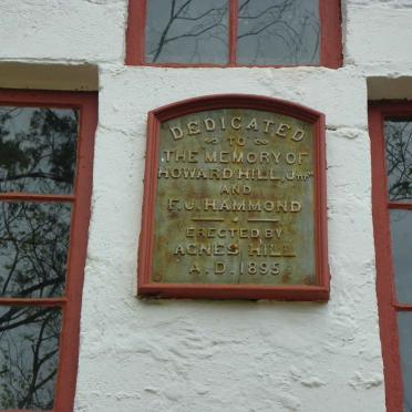 3. Erected by Agnes HILL a.d. 1895. Sign outside on wall of mausoleum.