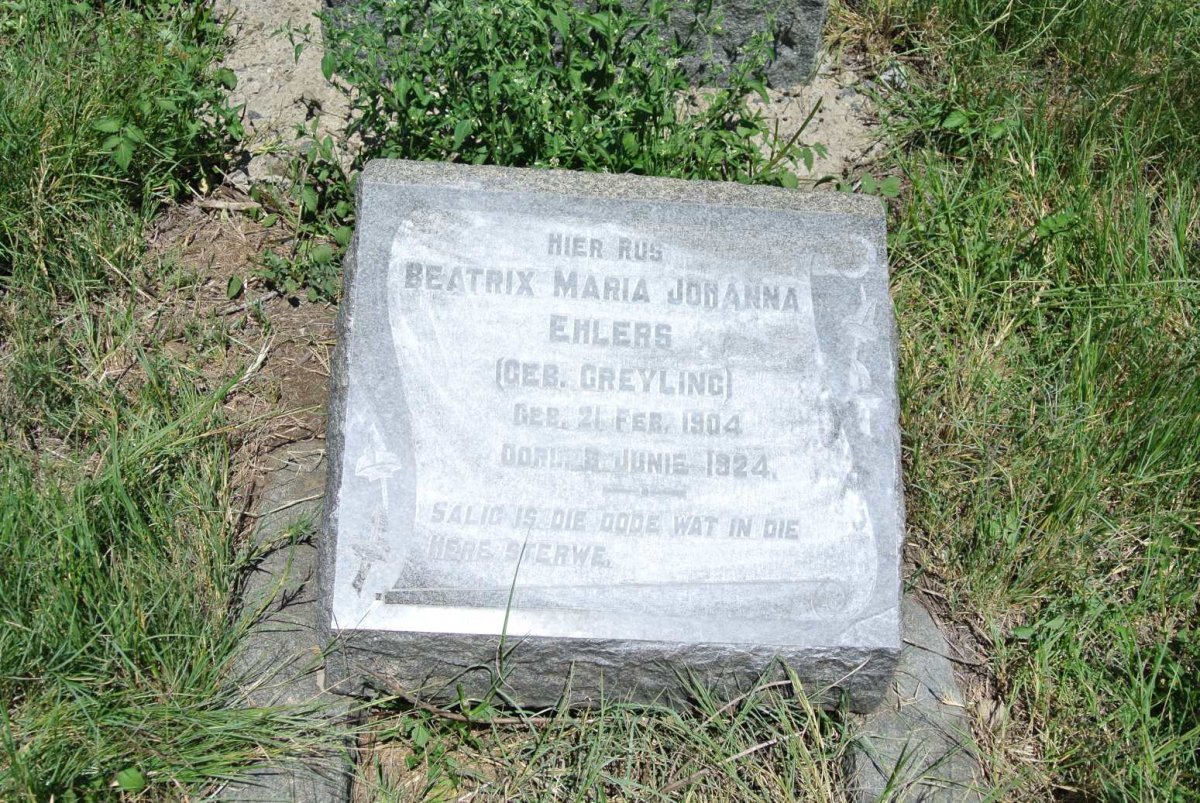 EHLERS Beatrix Maria Johanna nee GREYLING 1904-1924