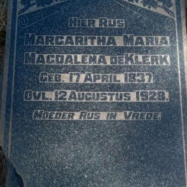 KLERK Margaritha Maria Magdalena, de 1837-1928