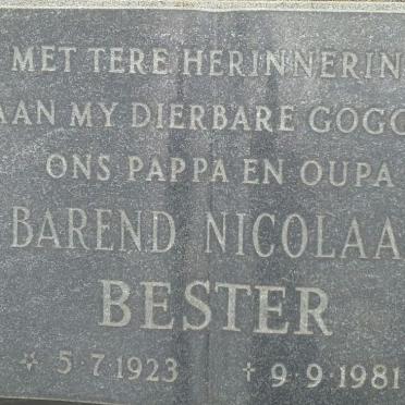 BESTER Barend Nicholaas 1923-1981