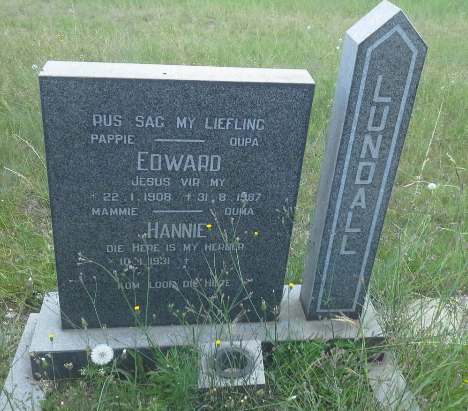 LUNDALL Edward 1908-1987 &amp; Hannie 1931-