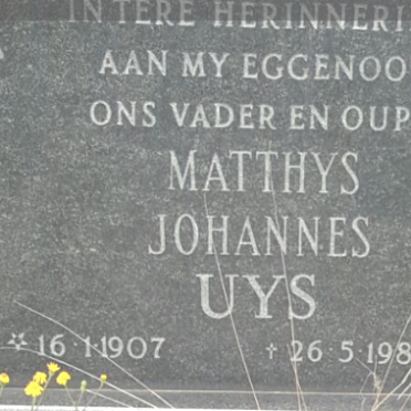 UYS Matthys Johannes 1907-1981