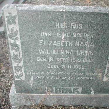BRINK Elizabeth Maria Wilhelmina geb. BURGER 1882-1958