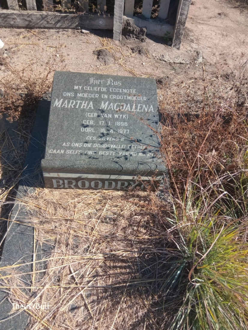 BROODRYK Martha Magdalena nee VAN WYK 1896-1977