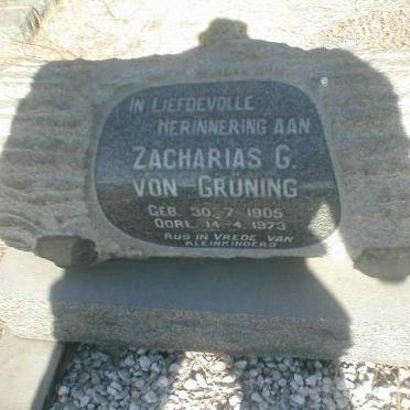 GRÜNING Zacharias G., von 1905-1973