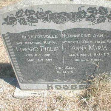 HOBBS Edward Philip 1910-1987 &amp; Anna Maria ERASMUS 1913-1984