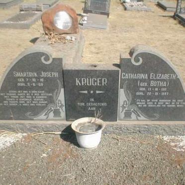 KRUGER Smartryk Joseph 1916-1968 &amp; Catharina Elizabeth BOTHA 1911-1997