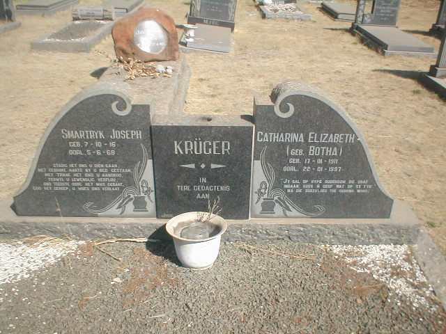 KRUGER Smartryk Joseph 1916-1968 &amp; Catharina Elizabeth BOTHA 1911-1997