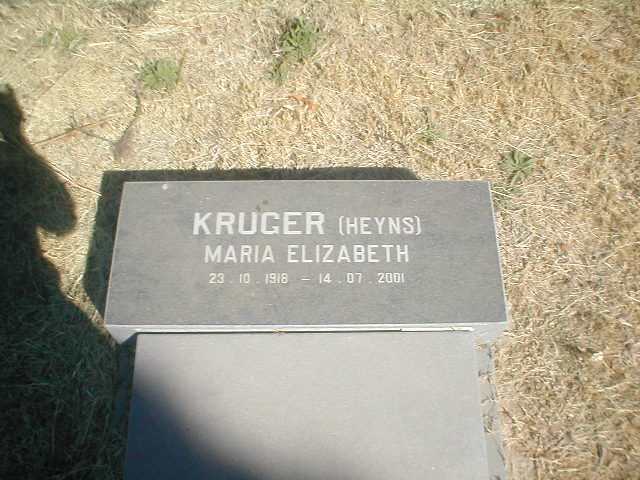 KRUGER Maria Elizabeth nee HEYNS 1918-2001