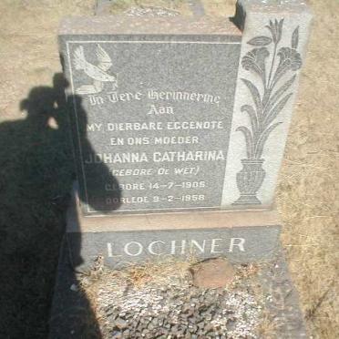 LOCHNER Johanna Catharina geb. DE WET 1905-1958