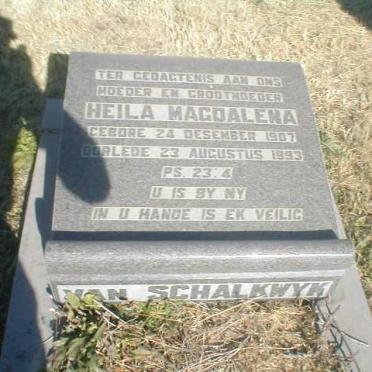 SCHALKWYK Heila Magdalena, van 1907-1993