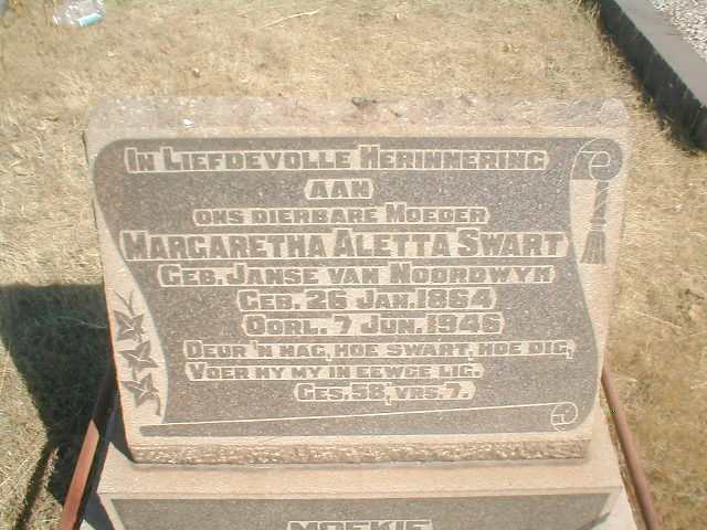 SWART Margaretha Aletta nee JANSE VAN NOORDWYK 1864-1946
