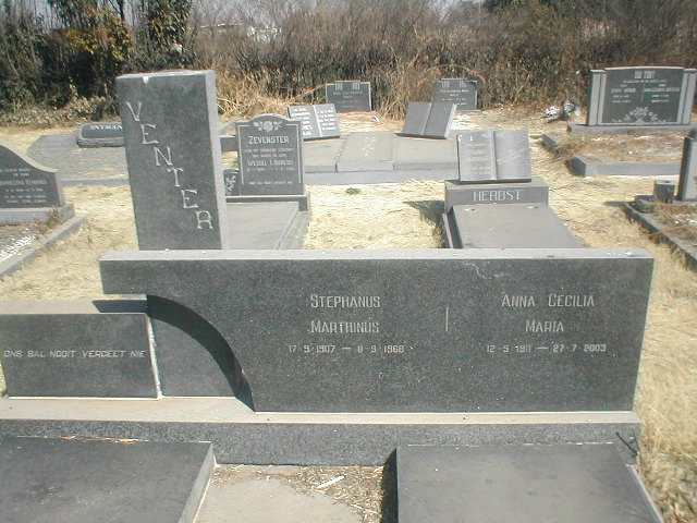 VENTER Stephanus Marthinus 1907-1968 &amp; Anna Cecilia Maria 1911-2003