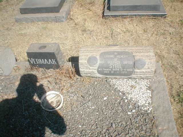 VERMAAK Sybil nee. FRANCIS 1906-1979