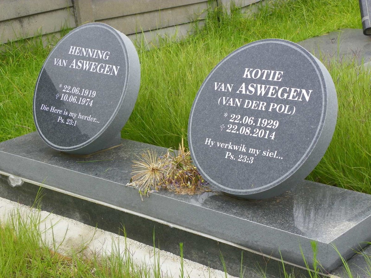 ASWEGEN Henning, van 1919-1974 &amp; Kotie VAN DER POL 1929-2014