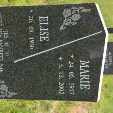 BURGER Marie 1917-2002 :: BURGER Elise 1930-
