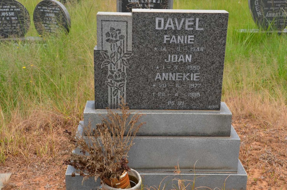 DAVEL Fanie 1948- :: DAVEL Joan 1950- :: DAVEL Annekie 1977-1995