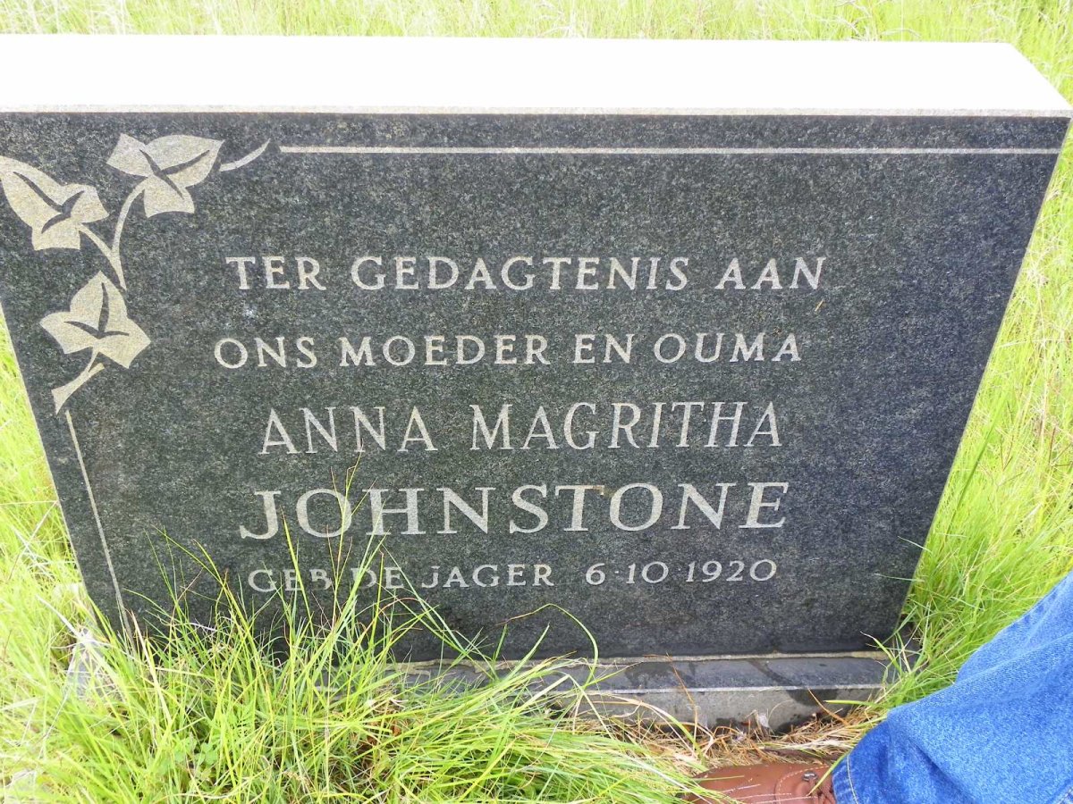 JOHNSTONE Anna Magritha nee DE JAGER 1920-