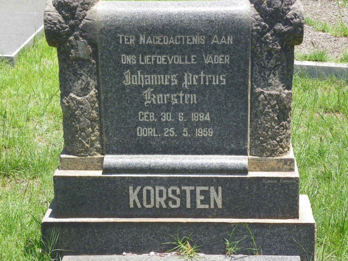 KORSTEN Johannes Petrus 1884-1959
