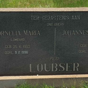 LOUBSER Johannes Gerhardus 1886-1965 &amp; Cornelia Maria LOMBARD 1903-1996
