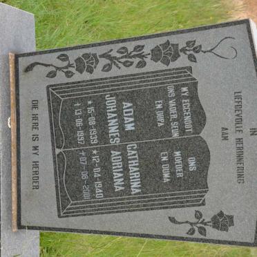 NOLAN Adam Johannes 1939-1997 &amp; Catharina Adriana 1940-2001