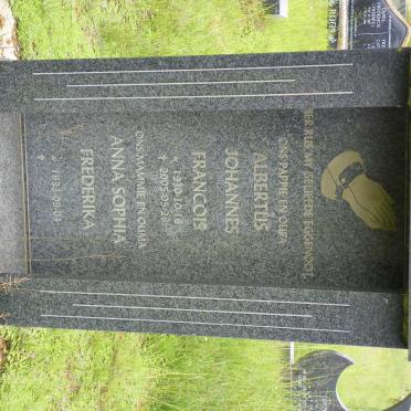 ROBBERTS Albertus Johannes Francois 1930-2005 &amp; Anna Sophia Frederika 1933-