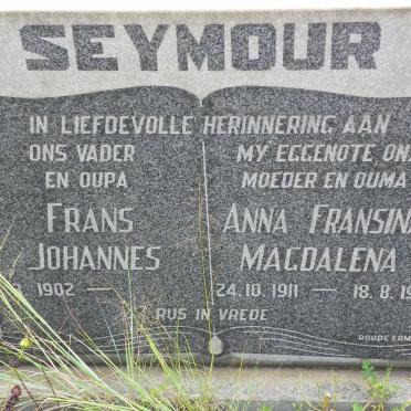 SEYMOUR Frans Johannes 1902- &amp; Anna Fransina Magdalena 1911-1982