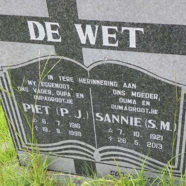 WET P.J., de 1916-1998 &amp; S.M. 1921-2013