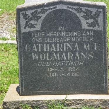WOLMARANS Catharina M.E. nee HATTINGH 1884-1961