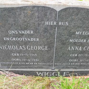 WIGGLE Nicholas George 1918-1981 &amp; Anna Cecilia 1925-1978