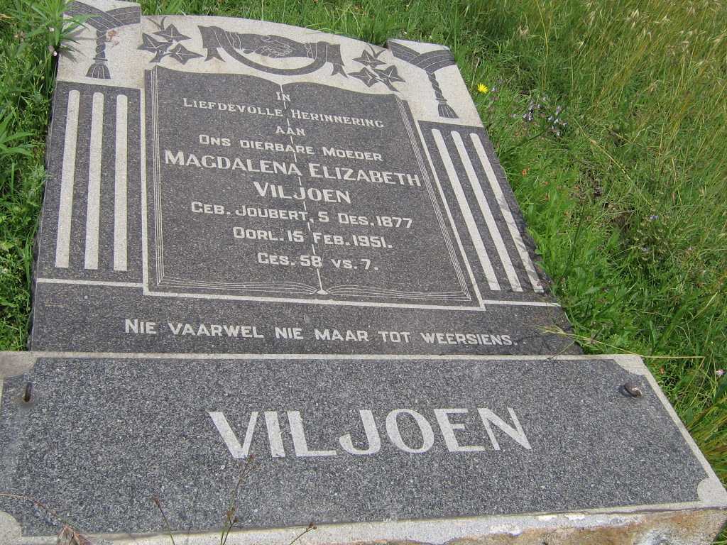 VILJOEN Magdalena Elizabeth nee JOUBERT 1877-1951