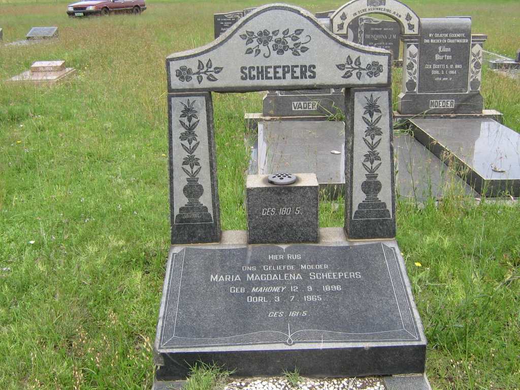 SCHEEPERS Maria Magdalena nee MAHONEY 1896-1965