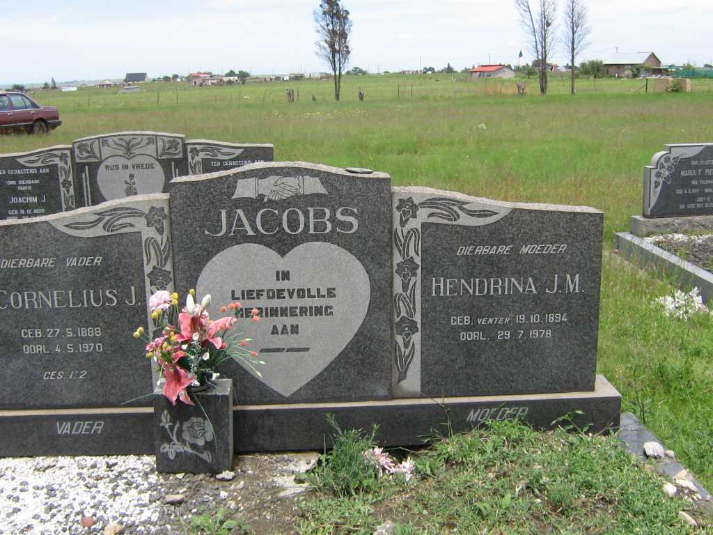 JACOBS Cornelius J. 1888-1970 &amp; Hendrina J.M. VENTER 1894-1978