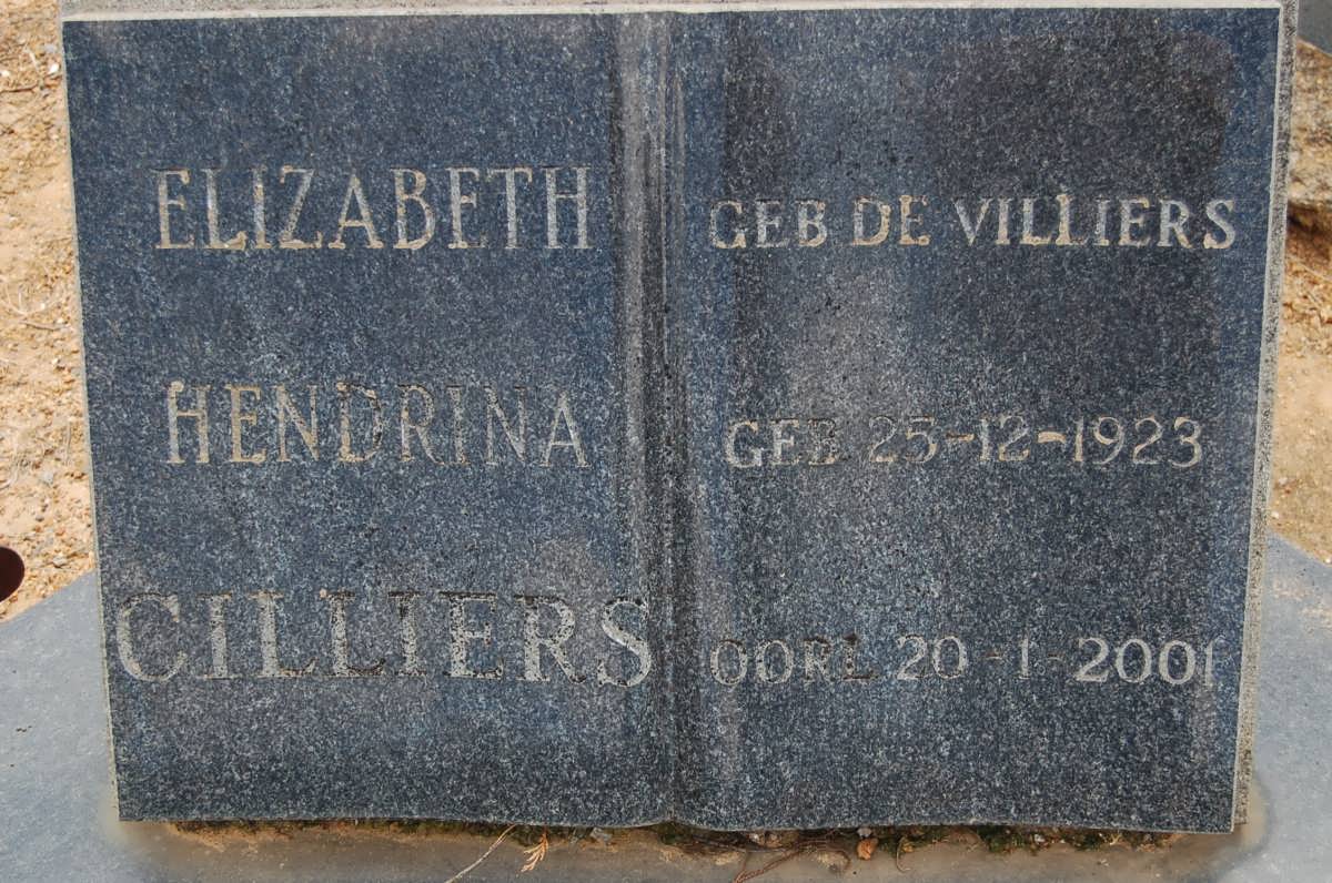 CILLIERS Elizabeth Hendrina nee DE VILLIERS 1923-2001