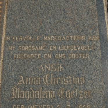 COETZER Ansie Anna Christina Magdalena nee MEYER 1938-1966