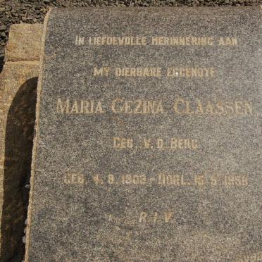 CLAASSEN Maria Gezina nee V.D. BERG 1903-1955