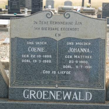 GROENEWALD Coenie 1898-1966 &amp; Johanna MATTHEE 1900-1981