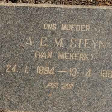 STEYN A.M.G. nee VAN NIEKERK 1894-1964