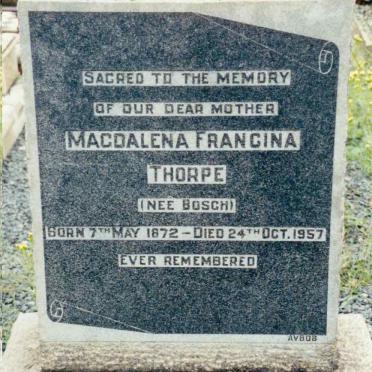 THORPE Magdalena Francina neé BOSCH 1872-1957