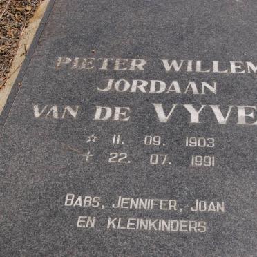 VYVER Pieter Willem Jordaan, van der 1903-1991