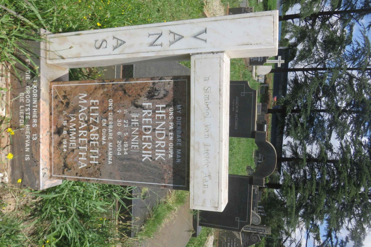 AS Hendrik Frederik, van 1934-2004 &amp; Elizabeth Magaretha 1944-