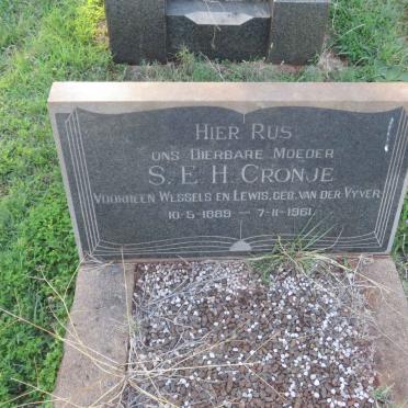 CRONJE S.E.H. previously WESSELS previously LEWIS nee VAN DER VYVER 1889-1961