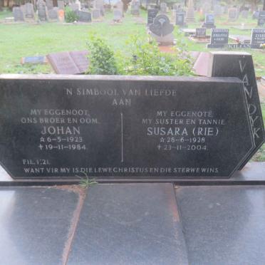 DYK Johan, van 1923-1984 &amp; Susara 1928-2004