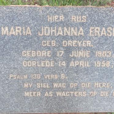ERASMUS Maria Johanna nee DREYER 1903-1958