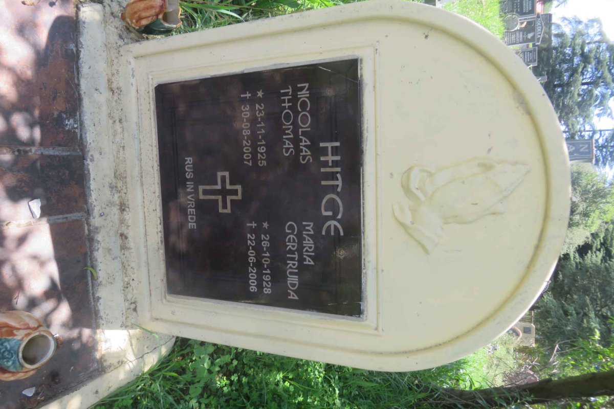 HITGE Nicolaas Thomas 1925-2007 &amp; Maria Gertruida 1928-2006