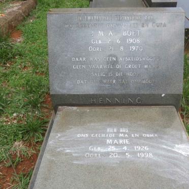 HENNING J.M.A. 1908-1970 &amp; Marie 1926-1998